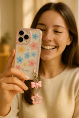 Glitter Floral Case with Charm